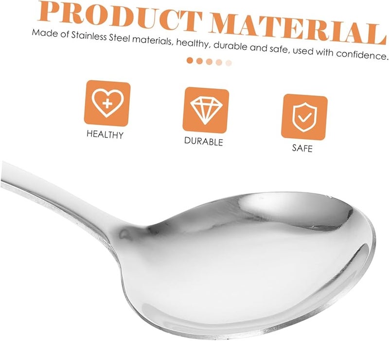 Stainless Steel Soup Spoons Set of 6 Ergonomic Multipurpose Serving Spoons for Kitchen - Image 5
